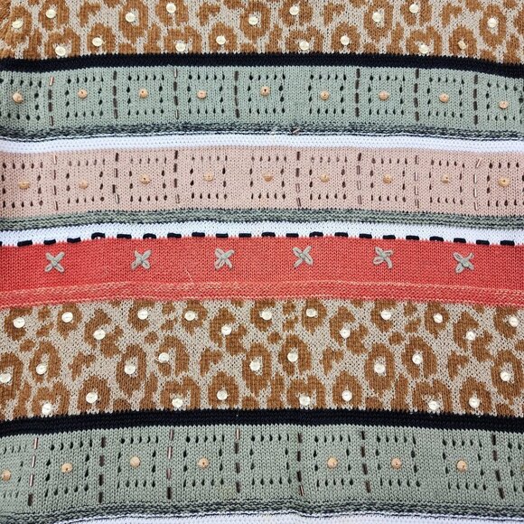 Alfred Dunner Sweater Women's Small Multicolor Striped Sequins Long Sleeve Top - Picture 8 of 9